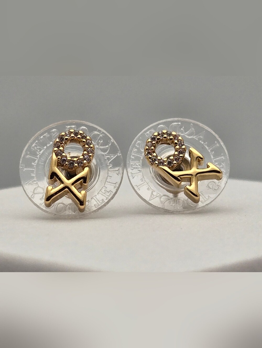 Stella & Dot XO Stud Earrings Gold X & Pavé Crystal O Mismatched Set Retired